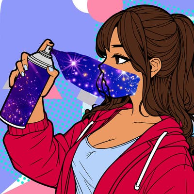 a realistic girl spray, painting