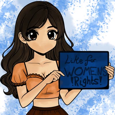 realistic pretty girl holding blank sign