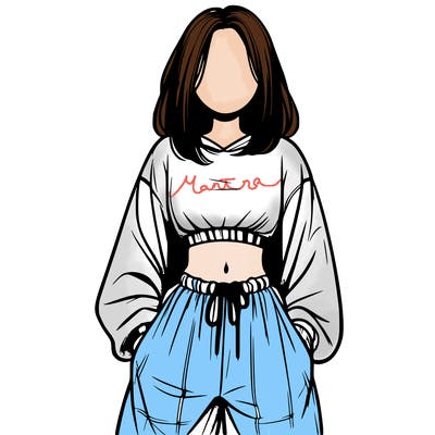 realistic girl faceless with baggy pants and a crop top