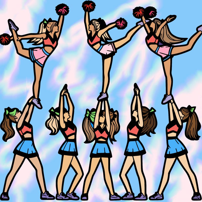 cheerleaders doing a stunt
