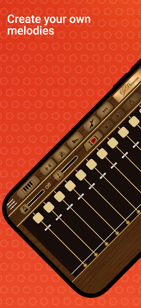 Koto Sim - Mobile app interface of Koto Sim showing strings and bridges for creating melodies