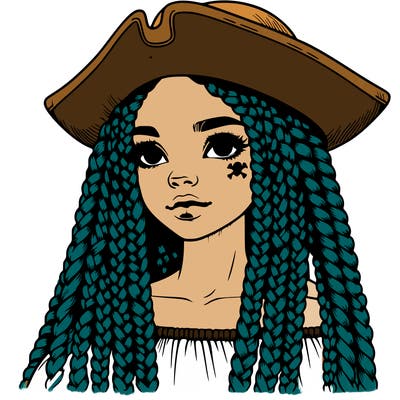 realistic girl with box braids and i realistic pirate hat