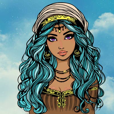 realistic beautiful mysterious gypsy girl