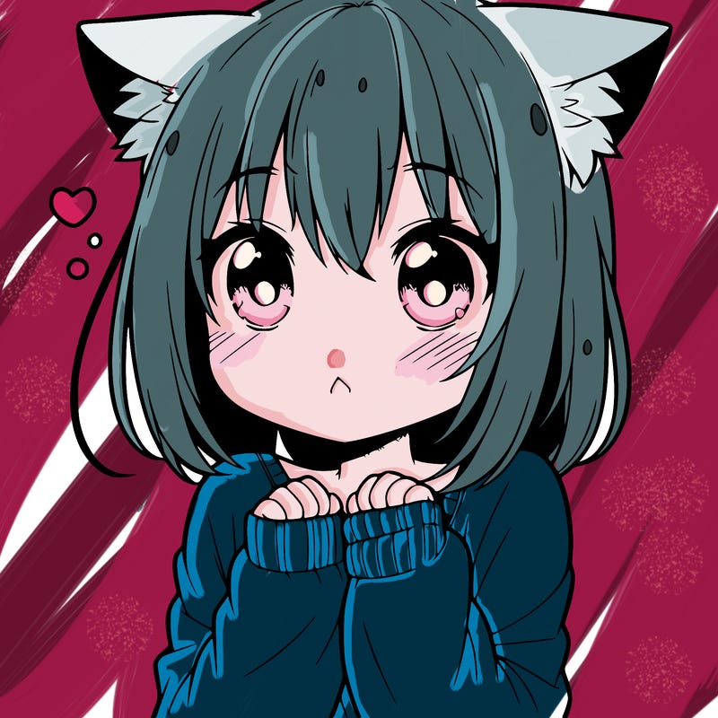 shy anime catgirl