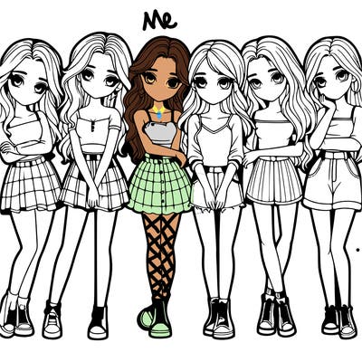 a group of girls realistic