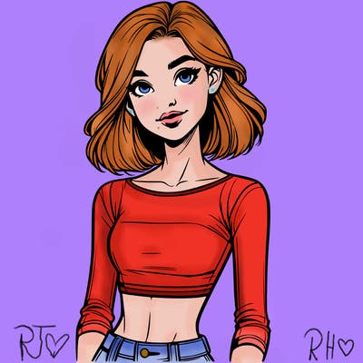 realistic girl in crop top