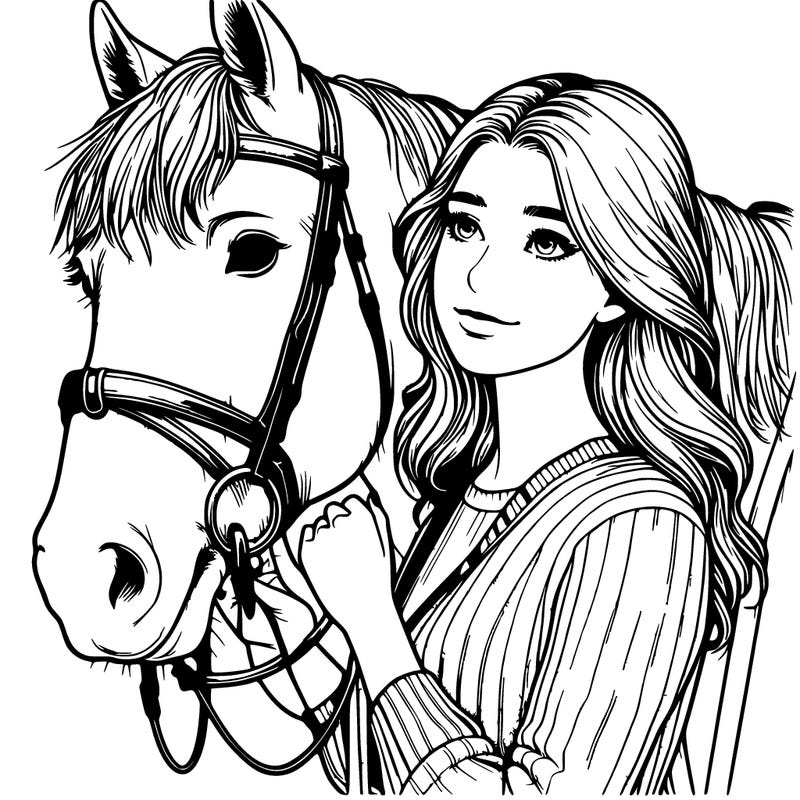 realistic girl with horse