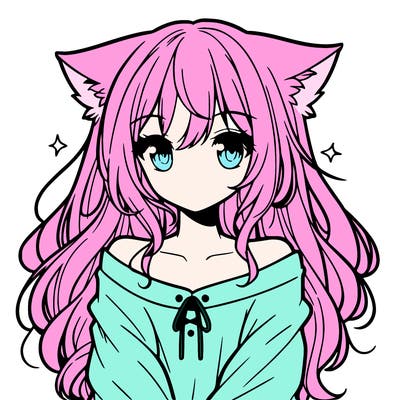 cute anime girl with cat ears