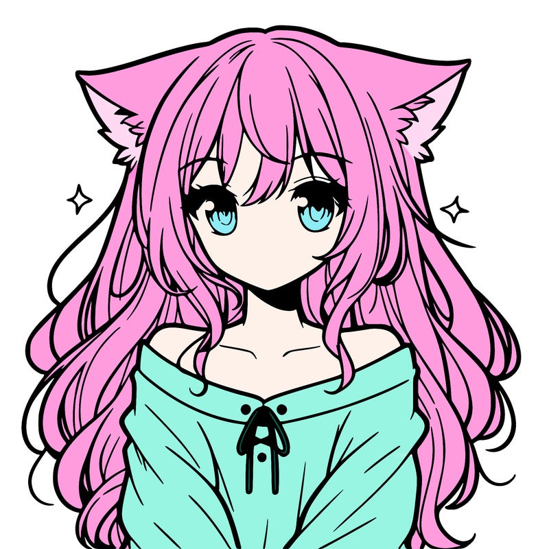 cute anime girl with cat ears