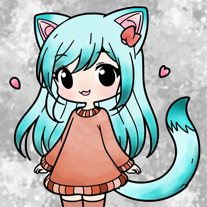 girl with cat ears and tail