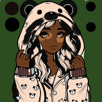 realistic girl in a animal pjs hoodie