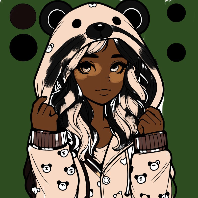 realistic girl in a animal pjs hoodie