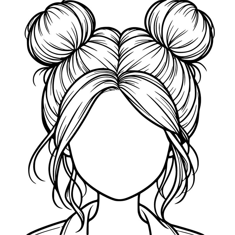 realistic girl with buns on the top of her hair