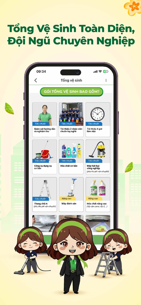 A screenshot of the JupViec app showing a comprehensive deep cleaning service package.