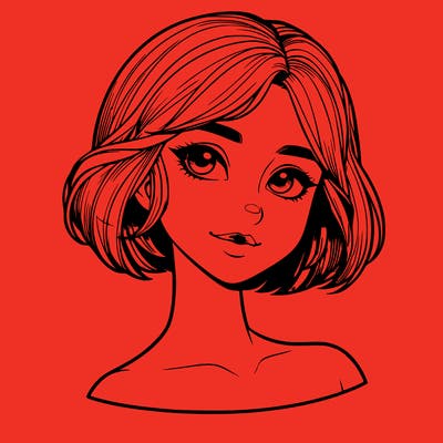 realistic girl with short hair