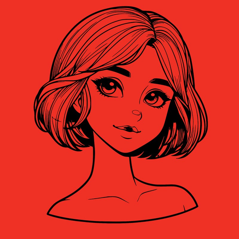 realistic girl with short hair