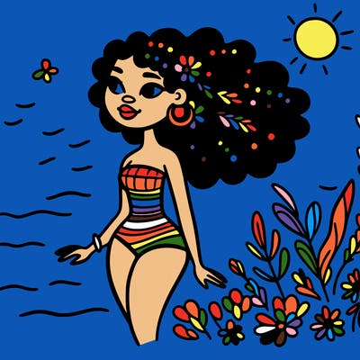 african woman in a swimsuit
