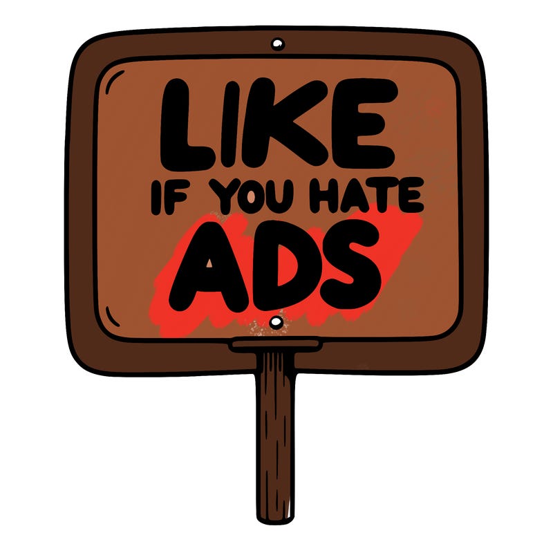 a sign that says like if you hate ads