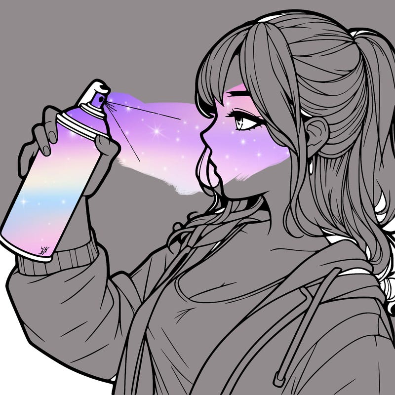 a realistic girl spray, painting