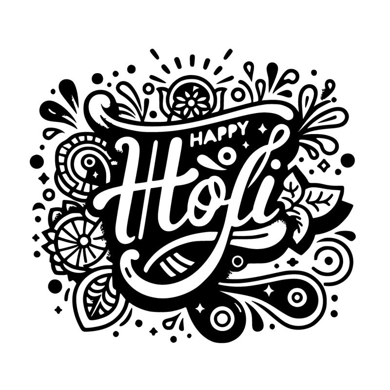 happy holi, trendy calligraphy