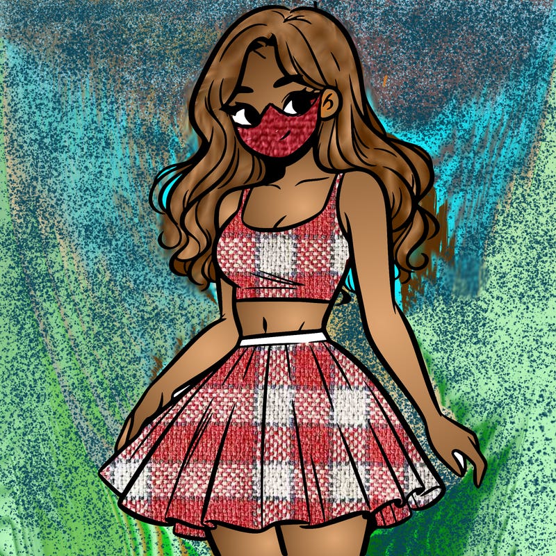 woman in a skirt and crop top