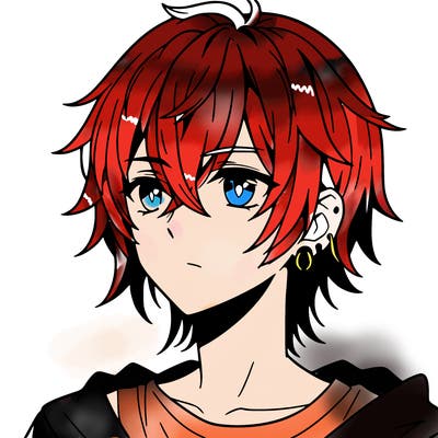anime boy shoulder length hair and pierced ears