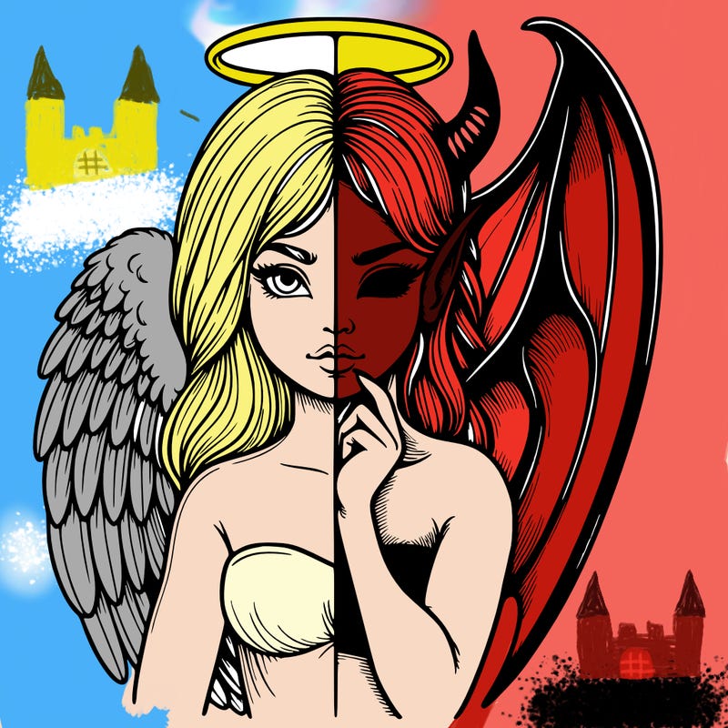 realistic angel half demon