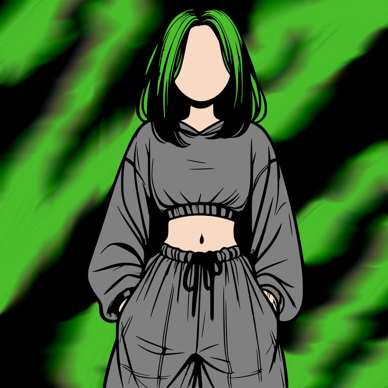 realistic girl faceless with baggy pants and a crop top