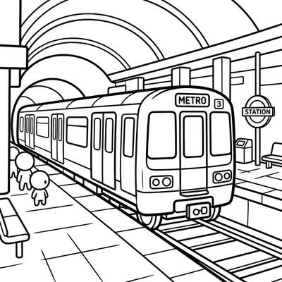 Embark on an exciting urban adventure with our delightful Subway Train coloring page, specially designed for toddlers. Its ultra-thick lines and simple shapes make it perfectly easy for little hands to color and enjoy.
