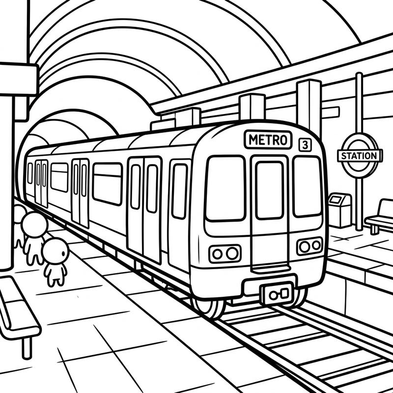 Embark on an exciting urban adventure with our delightful Subway Train coloring page, specially designed for toddlers. Its ultra-thick lines and simple shapes make it perfectly easy for little hands to color and enjoy.