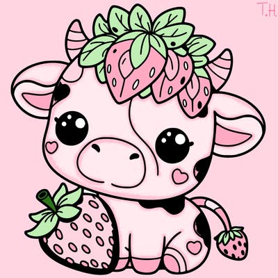 cute strawberry cow