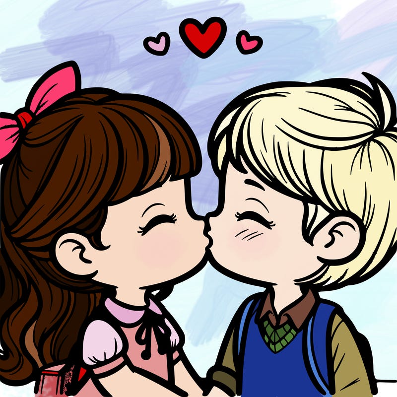 boy and girl kissing