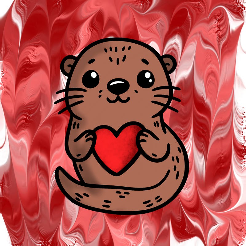 otter with a heart