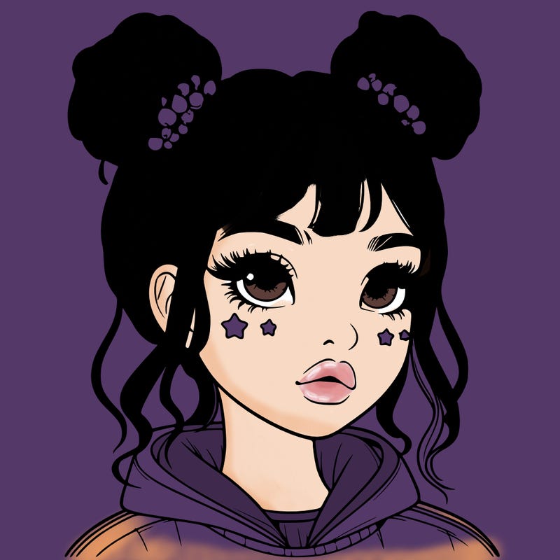 realistic girl with space buns