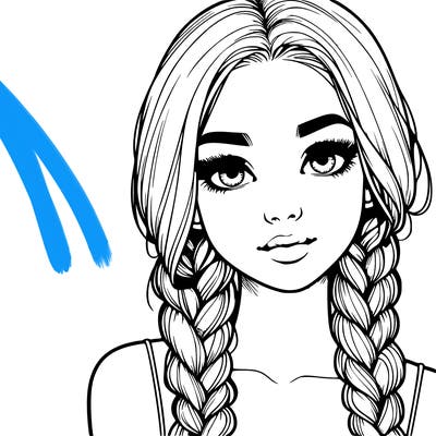 realistic girl with braids