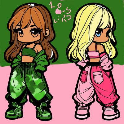 girl in crop top and baggy pants