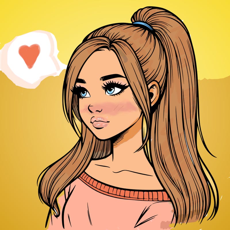realistic girl with a high ponytail