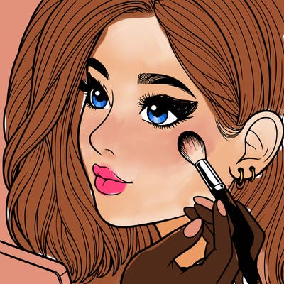 a realistic girl doing her makeup