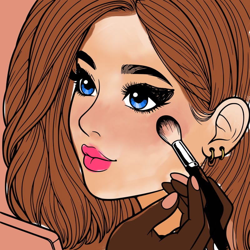 a realistic girl doing her makeup