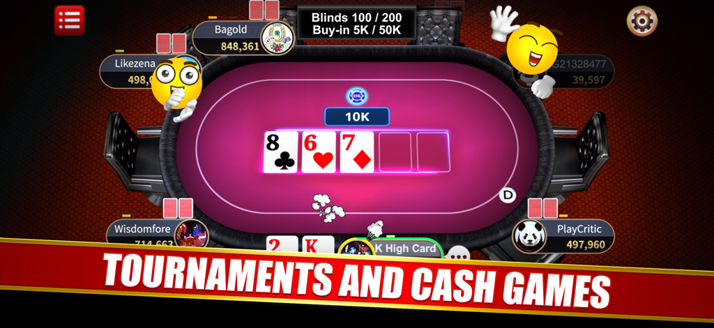 Dragon Ace Casino - Poker - A live Texas Holdem poker table gameplay view with tournaments and cash games banner