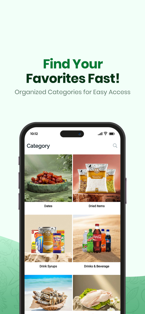Jannat Halal Food - The Jannat Halal Food app displaying organized product categories like dates and beverages for easy shopping.
