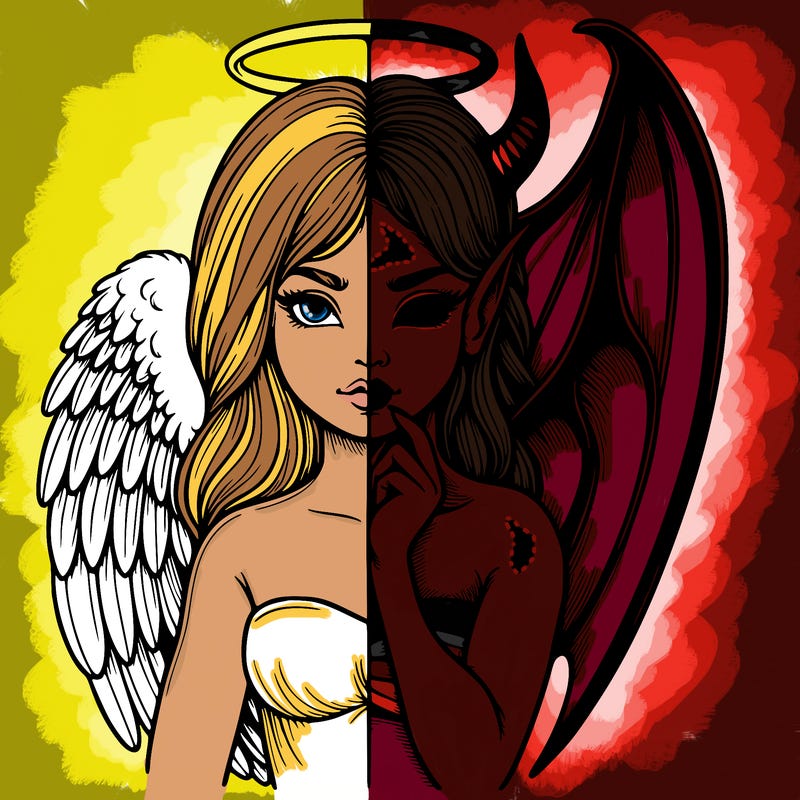 realistic angel half demon