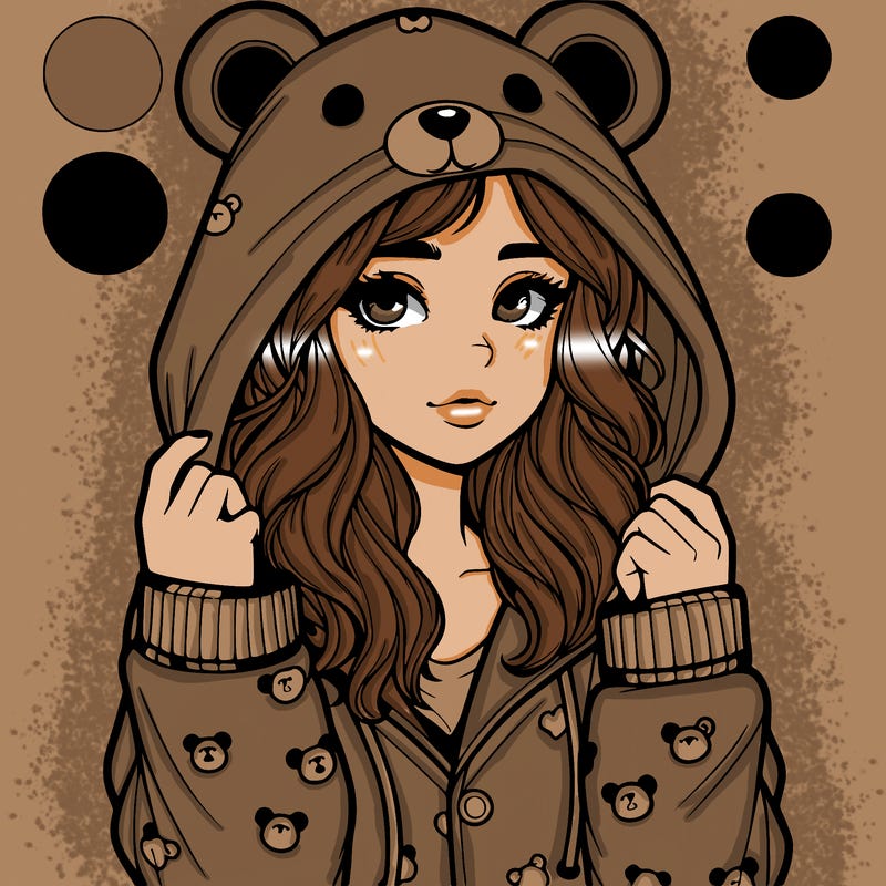 realistic girl in a animal pjs hoodie