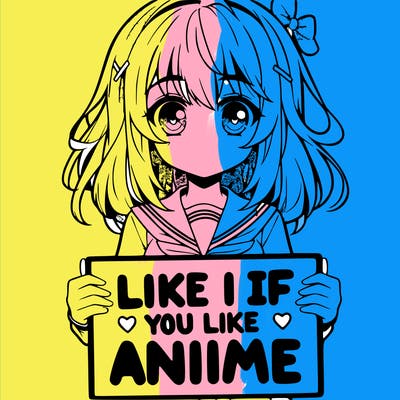 anime girl holding a sign saying like if you like anime
