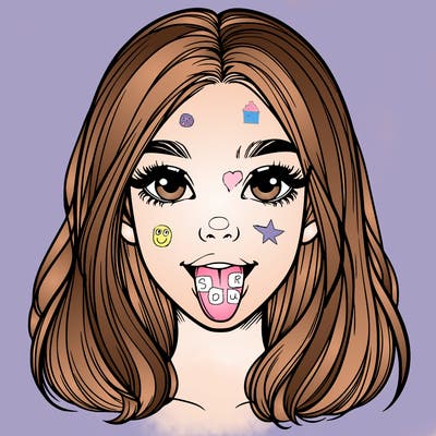 realistic girl with her tongue out