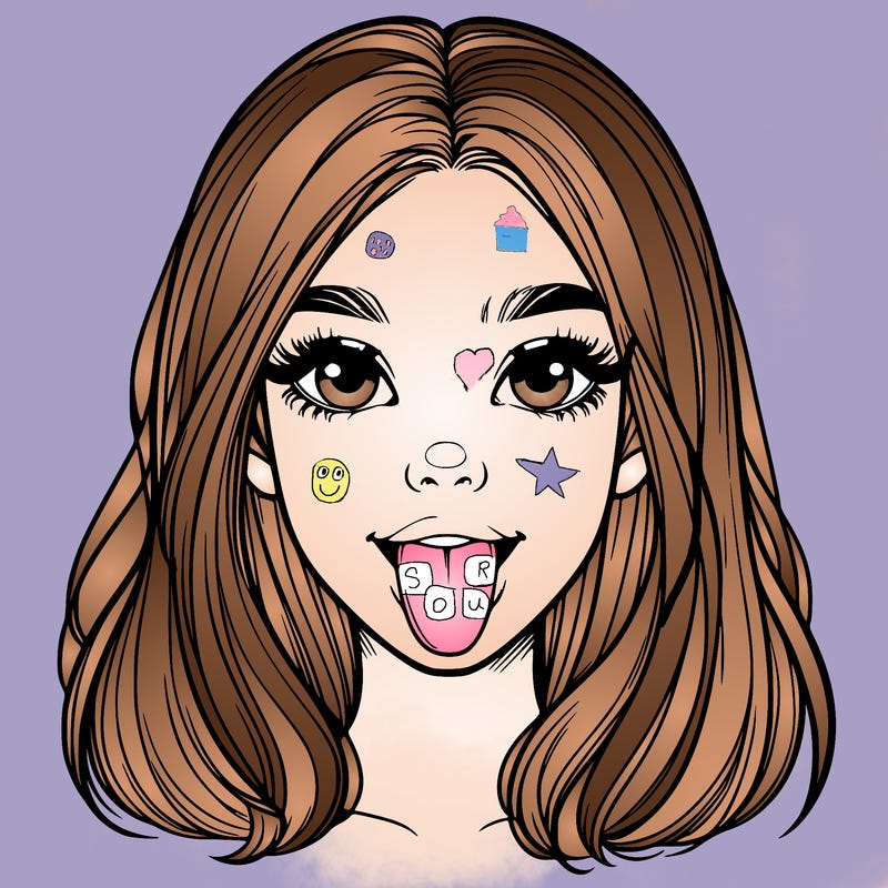 realistic girl with her tongue out