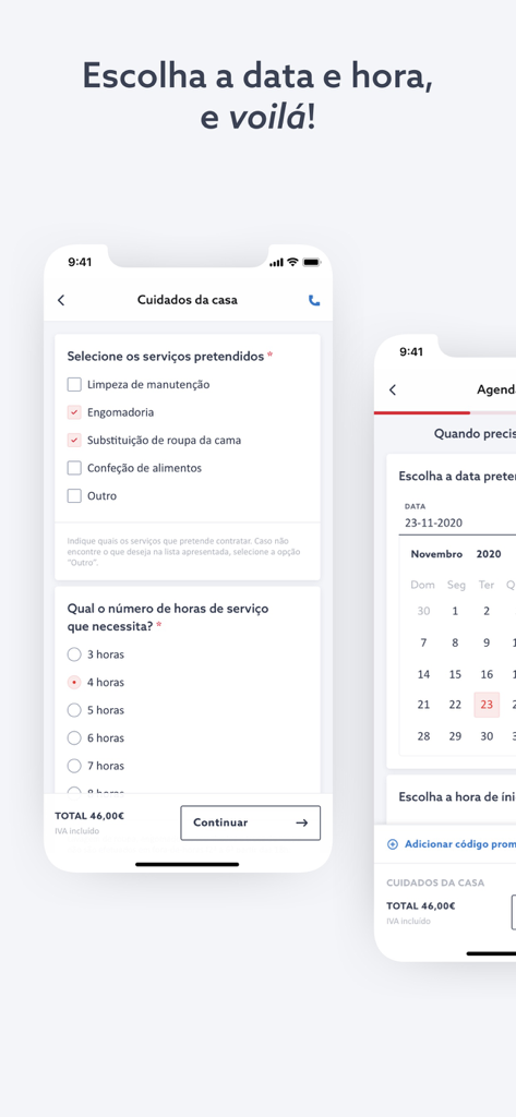 Interface of the FIXO app for selecting home services and scheduling professional assistance