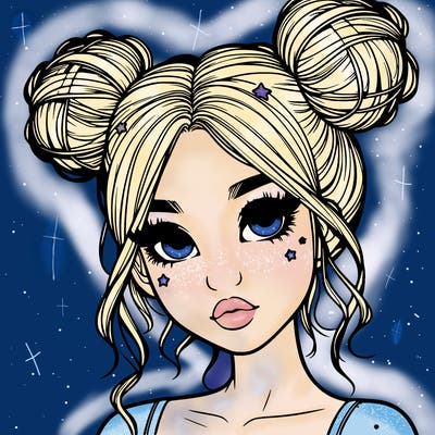 realistic girl with space buns