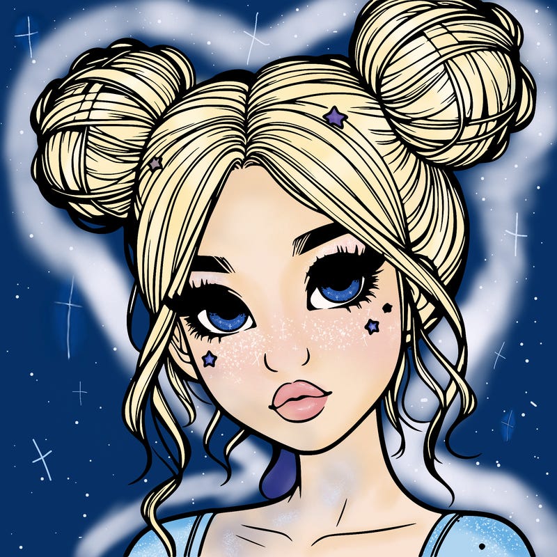 realistic girl with space buns