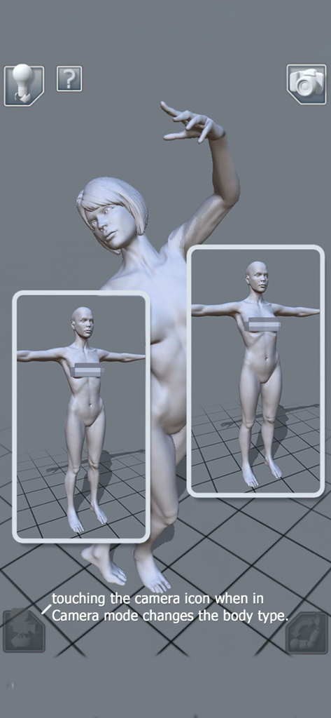 ArtPose Female Edition - 3D female model posing in ArtPose app with body shape comparison